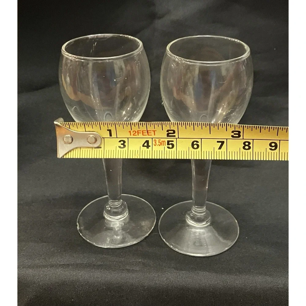 VTG 2 Seamless Elongated Stem Tulip Hand Blown Wine Glasses Cordials Liqueurs